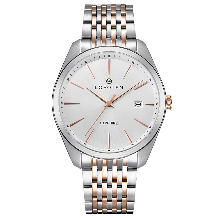 L-Classic Silver and Rose Gold Steel Man