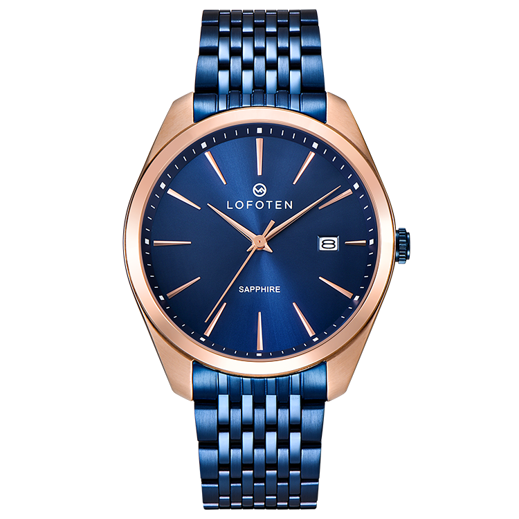 L-Classic Blue and Rose Gold Steel Man